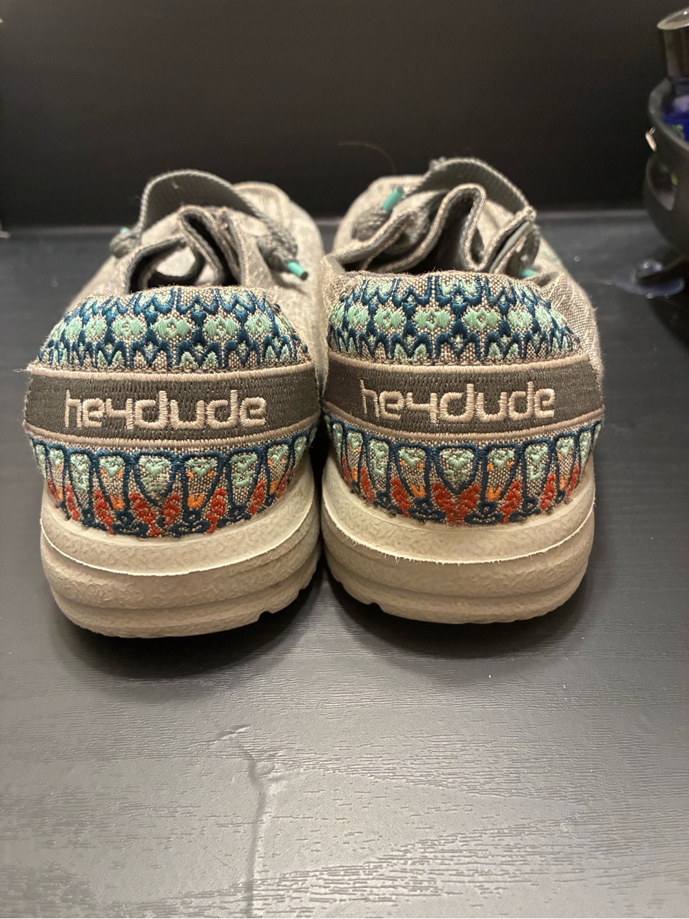 Hey Dude Slip-On Sneakers in Gray with Blue Accents